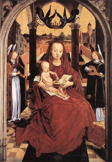 Hans Memling Virgin and Child Enthroned with two Musical Angels oil painting picture